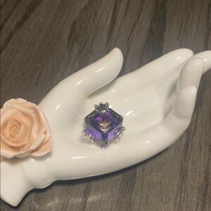 Elegant Vintage Purple Statement Ring Set In Silver!!
